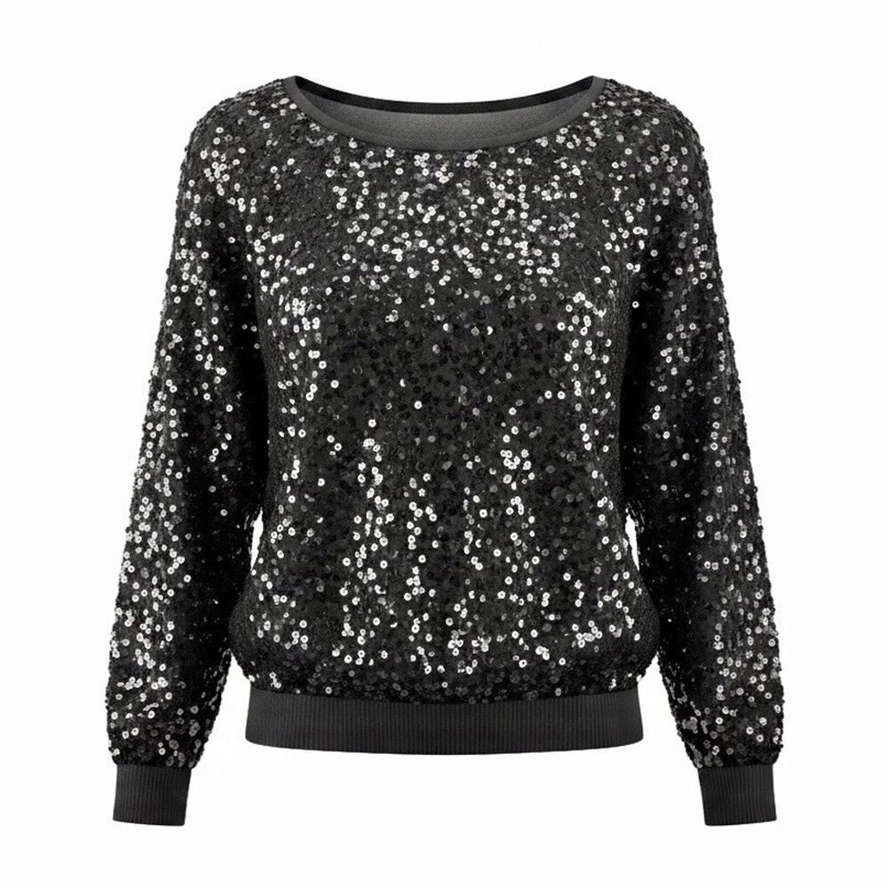 J.J. Adams Vintage 1970 1980 Sequin Longsleeve Blouse Semi Sheer Women Medium